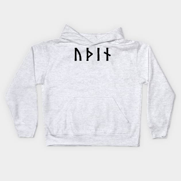 Odin Norse Black Futhark Runes Pagan Nordic Kids Hoodie by Blue Pagan